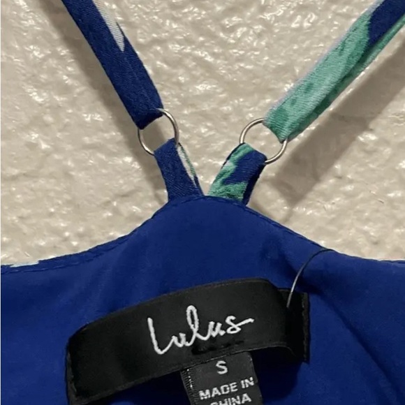 Lulus Blooming Bright Blue Floral Print High-Low Wrap Midi Dress Size Small NWT - Picture 9 of 10